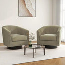 Swivel Barrel Accent Chair, Modern Round Corduroy Fabric Arm Chair for Living Room, Bedroom, Comfy Club Reading Chairs for Adults (Corduroy Camel, Set of 2) by CozyNest Decor