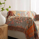 Boho Throw Blanket for Bed 60”x80”, 100% Cotton Woven Blanket for Couch Sofa, Ultra Soft 4-Layer Muslin Quilt with Patchwork Floral Printed, Farmhouse Bed Blanket/Cover for Living Room Decor by CozyNest Decor