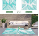 GENIMO Outdoor Rug 6' x 9' Waterproof for Patios Clearance, Reversible Outdoor Plastic Straw Camping Rug Carpet, Large Area Rugs Mats for RV, Camper, Deck, Balcony, Porch, Beach, Aqua Blue&White by CozyNest Decor
