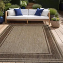 Beverly Rug Outdoor Rug 6x9 Modern Bordered Area Rugs for Indoor and Outdoor Patio Deck Porch Garden Waterproof Weather Sun Resistant Washable Outside Carpet (6 x 9 Jute) by GreenHaven Gardens