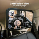 Large Shatterproof Baby Car Mirror, Backseat - Safety Car Seat Mirror for Baby Rear Facing, 360 Wide Crystal Clear View, Accessories for Removable Headrest, Easy Install & Adjustable (Sleek Black) by TinyTreasures Baby Boutique