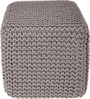 REDEARTH Cube Hand Knitted Pouf - Foot Stool Ottoman - Cord Boho Pouffe - Poof Accent Stuffed Table or Footrest for Living Room - Nursery - Bedroom - Patio - 100% Cotton (16" x 16" x 16") - Taupe by CozyNest Decor