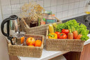 VATIMA Seagrass Baskets with Wooden Handles, Set of 3 Decorative Natural Wicker Baskets for Kitchen by CozyNest Decor