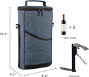 ALLCAMP 2 Bottle Wine Tote Carrier - Insulated Portable Padded Canvas Wine Bag for Travel, BYOB Restaurant, Wine Tasting, Party, Great Christmas Day Gift for Wine Lover，Blue by TinyTreasures Baby Boutique