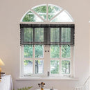Sutuo Home Boho Valance Curtains for Kitchen Crochet Lace Sheer Bohemian Hollow Knitted with Tassels, Privacy Vintage Rustic Gothic Farmhouse Drapes, Rod Pocket 1 Panel 59" W x 18" L, Black by CozyNest Decor