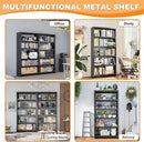 5 Tier Book Shelf, Metal Bookshelf, 69.3” Tall Black Bookcase, Free-Standing Industrial Bookshelves, Tools-Free Assembly Book Storage Organizer for Bedroom, Living Room, Office (Black) by CozyNest Decor
