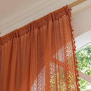 Sutuo Home Burnt Orange Boho Curtains 102 inches Long for Bedroom Dining Room, Crochet Lace Sheer Bohemian Tassels Hollow Knitted,Window Treatment Drapes Fall Decor, Rod Pocket 1 Panel 59" W x 102" L