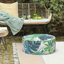 LVTXIII Outdoor/Indoor Round Inflatable Ottoman, All Weather Patio Footstool, Portable Footrest Seat for Patio Garden, Camping or Home, 21"x21"x9", Islamorada Blue Green by CozyNest Decor