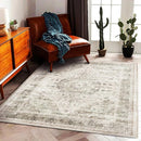 Area Rug 5'x7' Washable Rug Floral Khaki Traditional Floor Cover Thin Retro Kitchen Indoor Distressed Non Slip Carpet for Living Room Bedroom Dining Room by TinyTreasures Baby Boutique