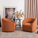 KINWELL 32" Wide Swivel Barrel Chairs Set of 2, Boucle Upholstered Swivel Accent Chairs, Mid-Century 360 Degree Swivel Chairs, No Assembly Round Armchairs for Living Room, Bedroom (Caramel) by CozyNest Decor