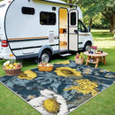 GENIMO Indoor Outdoor Area Rug 6' X 9' Waterproof, Washable Patio Rug Non Shedding, Easy Cleaning Floral Outdoor Carpet for Living Room, Bedroom, Dining Room, Balcony, Backyard, Deck, RV, Blue Yellow by GreenHaven Gardens