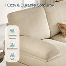 LINSY HOME Sectional Couch, 111'' W Corduroy U Shaped Sofa with Sleepable Armrests, 4 Seat Couch with Double Chaises, Deep Seat Sofa for Living Room, Beige by CozyNest Decor