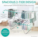Brookstone – Extra Large – Double Spaced - 2 Tier Collapsible Clothes Drying Rack, Indoor/Outdoor Folding Hanging Garment Stand [NO Assembly - Ready Out of The Box] by CozyNest Decor