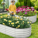2 Pcs 6x3x1ft Oval Raised Garden Bed, Galvanized Raised Beds,Open-Ended Base Metal Raised Planter Beds,Garden Bed Outdoor,Planter Raised Boxes for Vegetables, Flowers,Tool-Free Asse,White by CozyNest Decor