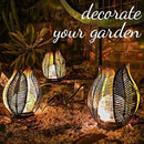 Solar Garden Lights Waterproof Decorations,Crackle Globe Glass,Metal Palm Leaf Solar Lights for Outdoor Decor On Garden,Patio,Yard,Front Porch,Tabletop Lamp-Perfect Gifts by GreenHaven Gardens