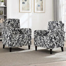 Floral Accent Chair Set of 2, High Back Upholstered Armchair with Solid Wooden Legs, Padded Armrest and Removable Comfortable Cushioned Seat Single Sofa for Living Room, Bedroom, Black by CozyNest Decor