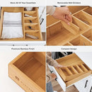 Premium Kitchen Utensils and Junk Drawer Organizer – Small 5-Compartment Design with 4 Removable Dividers, Non-Slip Feet, 100% Sustainable Bamboo by CozyNest Decor