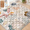 Baby Play Mats for Floor, 50x50 Playpen Mat for Babies, Extra Thicker & Soft Floor Crawling Mat, Foldable Non-Slip Playmat Cushioned for Infants Toddlers, Boho Leaf Style by TinyTreasures Baby Boutique