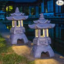 DIBIEECN 2 Pack Japanese Pagoda Garden Statues, Solar Lights for Patio Outdoor, Zen Landscape Lighting, Asian Outdoor Decor for Patio Yard Backyard, Gifts for Women Mom Grandmon by GreenHaven Gardens