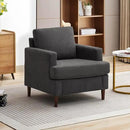 Mid-Century Accent Chair,Modern Linen Fabric Armchair for Living Room,Comfy Upholstered Reading Accent Chairs for Bedroom,Single Sofa Chair with Wood Legs (Dark Grey, 1 Pack) by CozyNest Decor