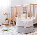 OrganiHaus Extra Large Blanket Basket for Living Room 20x13, Natural Cotton Rope Laundry Basket, Sturdy Hamper for Toy Storage, Cushions & Pillows Storage Bin, Nursery Decor Hamper - White/Gray by TinyTreasures Baby Boutique