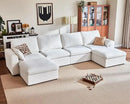 Oversized Modular Sofa Comfy Cloud Couch with Storage, Extra Deep Plush Sectional Sofa Set for Living Room, Covers Washable, Chenille, Olar (White, 6-Seater with 2 Ottomans, u-Shaped) by CozyNest Decor