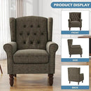 UIXE High Back Accent Chairs Set of 2, Upholstered Armchair in Fabric, Retro Wingback Arm Chair for Living Room, Comfy Single Sofa Bedroom Reading Seat with Solid Wood Legs - Taupe by CozyNest Decor