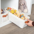 OrganiHaus Narrow Storage Bins 15x06in, Small Closet Bins for Shelves, Bathroom Storage Baskets, Narrow Baskets, Fabric Organizer with Handles, Toilet Paper Organizer - 2 Pack, White w/Brown Stripes by TinyTreasures Baby Boutique