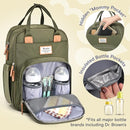 RUVALINO Diaper Bag Backpack-Expandable Baby Bag with up to 50% Capacity -Baby Essentials Bag with Changing Pad Insulated Bottle Holders & Pacifier Case, Waterproof, Army Green XL by TinyTreasures Baby Boutique
