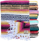 Del Mex Classic Mexican Blanket, Large Authentic Woven Falsa Throw (70"x50"), Artisan Southwest Décor for Beach, Yoga, Outdoors (Gold/Fuchsia) by CozyNest Decor