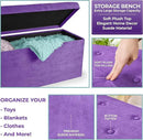 Sorbus Storage Ottoman Bench – Collapsible/Folding Bench Chest with Cover – Perfect Toy and Shoe Chest, Hope Chest, Pouffe Ottoman, Seat, Foot Rest, – Contemporary Faux Suede (Purple) by CozyNest Decor