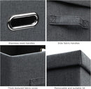 Medium 15" 21 Quart Collapsible Stackable Storage Bins with Lids, 5 Packs Dark Gray Foldable Fabric Closet Storage Boxes with Lids, Lidded Heavy-duty Linen Baskets(15x11x8) by TinyTreasures Baby Boutique