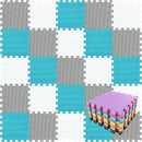 qqpp EVA Rubber 18 Tiles Interlocking Puzzle Foam Floor Mats - Baby Play Mat for Playing | Exercise Mat for Home Workout. White, Gray, Dark Green. QC-ALPb18N by TinyTreasures Baby Boutique