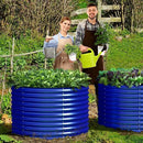 Olle 32" Tall, Galvanized Raised Garden Bed for Flower Round Galvanized Planter Raised Bed Metal Raised Planter Bed, Urban Vegetable Garden Planters, Cobalt Blue by GreenHaven Gardens