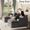 108" U Shaped Couch, Modular Sectional Sofa, 3-Seater Comfy Cloud Couch with Movable Ottoman, Deep Seat Couches for Living Room, Chenille, Slate by CozyNest Decor