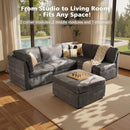 Modular Sectional Sofa, 130.7" L Shaped Couch Set for Living Room, 4-Seater Comfy Cloud Couches with Movable Ottoman, DIY Combination, Plush Corduroy, Gray by CozyNest Decor