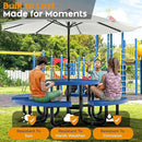 Metal Picnic Tables for Kids for Outdoors with Umbrella Hole - Coated Steel Heavy Duty Commercial Grade Table with Adjustable Seats (Blue, 38 in, Kids, Expanded Steel) by GreenHaven Gardens