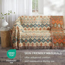 Boho Throw Blanket for Couch Sofa Bed, 100% Cotton Woven Quilt with Tassel 90”x98”, Super Soft Muslin Blanket with Patchwork Printed, Decorative Reversible Bed Blanket/Cover for All Seasons by CozyNest Decor