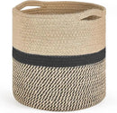 Dahey Jute Rope Plant Basket Modern Woven Storage Basket for 10" Indoor Planter, Decorative Flower Pots Cover Laundry Bin with Handle Rustic Home Decor, Black by GreenHaven Gardens