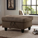 Ottoman Rectangular Storage Ottoman Bench, Flannel Footrest Stool Footstool with Lid for Living Room, Bedroom, Entryway, Dark Brown, 28.5"x19"x17.5" by CozyNest Decor