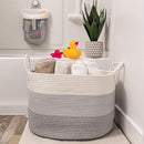 OrganiHaus Large Laundry Basket, Woven Cotton Rope Basket for Blankets, Toy Storage, Nursery Hamper, Living Room Decor Organizer, Soft & Durable Hamper with Handles, 20x13 inches - Gray by TinyTreasures Baby Boutique
