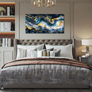 GUGIKA Abstract Wall Art for Living Room, Gold Black and Blue Canvas Wall-Art for Bedroom, Ocean Landscape Print Paintings, Size 40x20 Inches by CozyNest Decor