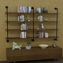 Industrial Pipe Wall Shelves Pipe Shelving with Real Wood Plank,60 Inches Floating Shelves for Wall Farmhouse Pipe Book Shelves Dark Brown 4 Tier for Kitchen,Living Room Decor and Bar Shelving by CozyNest Decor