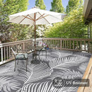 Pauwer Waterproof Outdoor Rug 9x12, Reversible Plastic Straw Patio Camping Rug, Indoor Outdoor RV Mat Carpet for Deck, Camper, Porch, Balcony, Backyard, Picnic, Leaf Grey by GreenHaven Gardens