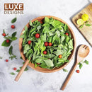 Luxe Designs Wooden Salad Bowl Set - Food Safe & Sustainable Decorative Bowl - Wood Bowl for Fruits, & Salads - Easy to Clean Large Salad Bowls Set w/Spoon, Fork – Wooden Bowls for Food (Natural) by CozyNest Decor