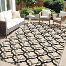 OLANLY Reversible Outdoor Rug 5x8 ft Clearance, Waterproof Outdoor Plastic Straw Rug with Interlacing Pattern, RV Mat for Patio, Camping, Balcony, Deck, Backyard, Black & Beige by CozyNest Decor