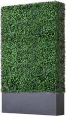 AGPL Upgraded Artificial Boxwood Hedge Wall with Dark Gray Stainless Steel Planter Box (79" Height 48" Width 12" Deep) Room Divider and Privacy Wall (79) by CozyNest Decor