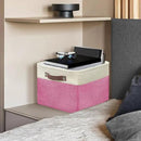 SIMPLE HOUSEWARE Large Fabric Storage Bin, 15" x 11" with Leather Like Handles, 3 Pack, Pink by CozyNest Decor
