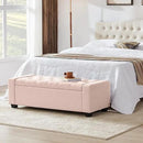 48" Ottoman with Storage, Pink Storage Ottoman Bench with Safety Hinge, Upholstered Entryway Bench with Seating for Bedroom, Living Room, Holds up to 330 lb by CozyNest Decor