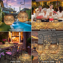 Go2garden Outdoor Solar Lanterns Waterproof Garden Gifts Women Yard Decorations Metal Moon Sun Hanging Solar Lights for Patio, Balcony, Tabletop,Birthday Mothers Day Gifts for Mom (Bronze,2Pack) by GreenHaven Gardens